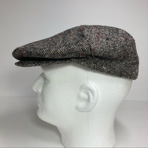 Stetson Mallory Newsboy Tweed Cap Snap Brown Made in USA Unisex NWOT